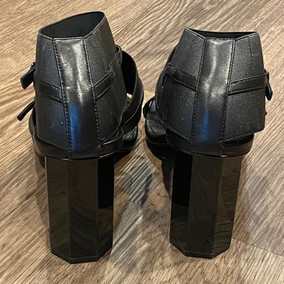 NWOB Donald Pliner Edie Office Siren Open Toe Black Italian Leather Heels 8.5 - Picture 8 of 16